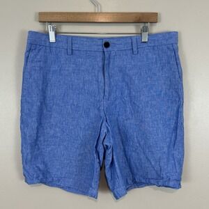 Banana Republic Men's Aiden Shorts Size 34x8 Light Blue Linen Cotton Blend